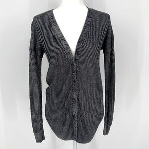 Vince Hand Knit Linen Blend Cardigan Sweater Black & Gray Women’s Size: Small